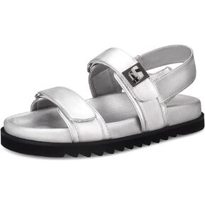 STUNAHOME Women's Flat Platform Sandals Adjustable Double Strap Slip on Leather Open Toe Footbed Sandals