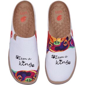 UIN Women's Wide Toe Mules Comfortable Lightweight Casual Art Painted Slip On Travel Shoes Malaga