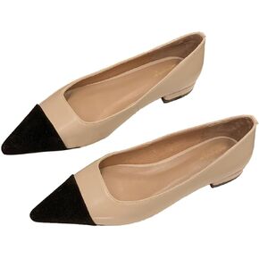 Women Comfy Cap Toe Flats Slip on Pointed toe Flat Shoes Two Tone Flat Heel Dress Shoes Casual Pointy Toe Ballet Flats Colorblock Classic Office Elegant Driver Flats 4-11 M US