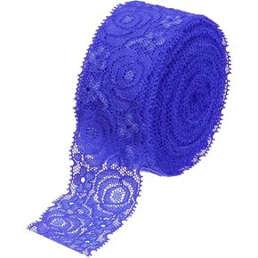 MECCANIXITY Lace Trim 10 Yards 1.6 Inch Flower Elastic Lace Ribbons for Craft Gift Package Decoration Wedding Headbands Beige