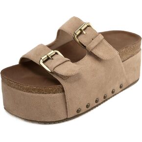 Women Platform Sandals Slip On Women's Comfort Chunky Platform Slides Flat Double Duckle Casual