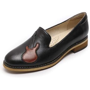 Mona flying Women's Leather Penny Loafers Slip On Flats Office Ladies Casual Shoes