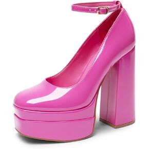 DREAM PAIRS Women's Platform High Heels Closed Toe Chunky Block Pumps Square Toe Ankle Strap Dress Fashion Party Y2K Shoes
