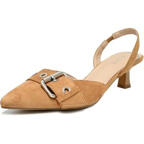 Women's Slingback Kitten Heels 2.3IN Pointed Toe Low Heel Pumps Buckle Closed Toe Formal Party Wedding Dress Pump Shoes