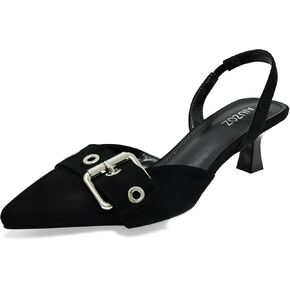 Women's Slingback Kitten Heels 2.3IN Pointed Toe Low Heel Pumps Buckle Closed Toe Formal Party Wedding Dress Pump Shoes