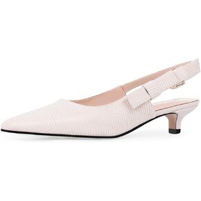 Women's Slingback Kitten Heel Closed Pointed Toe Bowknot Knitted Pumps Dress Work Shoes
