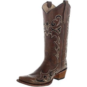 Corral Boots Women's Brown/Black Side Embroidery Western Boot