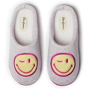 Dearfoams unisex-adult Women's and Men's Smile Icon Retro Preppy Slipper