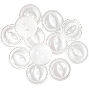 12 Pcs White Buttons for Sewing 0.35 inch Fish Eye Buttons for Crafts 2 Hole White Buttons 14L Sewing Buttons Round Buttons Plastic Buttons Design Buttons for Pants Dress Skirt Shirt Scrapbooking DIY