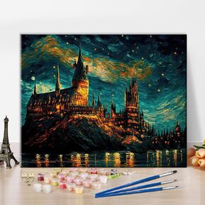 TUMOVO Castle Paint by Numbers, Abstraction DIY Paint by Numbers for Adults, Colorful Acrylic Paint by Numbers with Brushes and Pigment for Home Wall Decoration, Frameless, 16x20 Inch