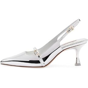 Slingback Pumps, Women's Pointed Toe Low Heel Sandals Slingback Strap Kitten Heel Pumps Evening Party Wedding Shoes