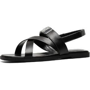Women’s One Band Flat Sandals with Ankle Strap Back Counter Buckle Flat Sandals