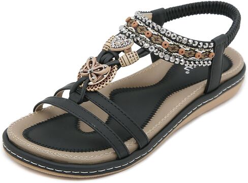 Qiucdzi Flat Sandals for Women Fashion Summer Comfortable Slip-on Casual Beach Shoes Dress Strap Elastic Sandals for lady in Saudi Arabia