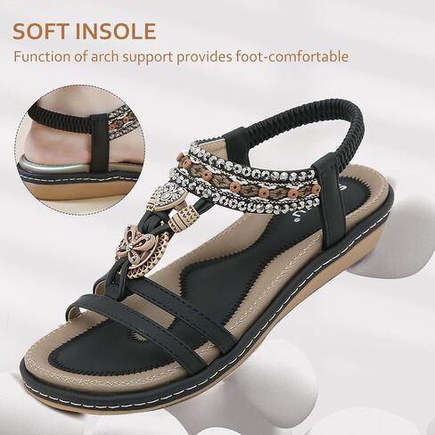 Qiucdzi Flat Sandals for Women Fashion Summer Comfortable Slip-on Casual Beach Shoes Dress Strap Elastic Sandals for lady in Saudi Arabia