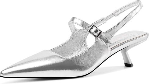 Womens Kitten Heels Closed Toe Pointed Toe Elastic Slingback Heels Women Pumps Wedding Dress Shoes in Saudi Arabia