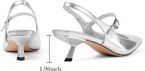 Womens Kitten Heels Closed Toe Pointed Toe Elastic Slingback Heels Women Pumps Wedding Dress Shoes in Saudi Arabia