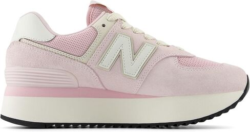 حذاء رياضي نسائي من New Balance 574+، منتصف القرن الوردي/الجرانيت الوردي، 5 in Saudi Arabia