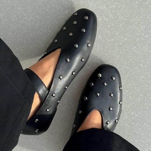 Stylish Mary Jane Studded Flats for Women Comfortable Ballet Buckled Ballerina Shoes for Work, Office, Party, or Daily Shoes in Saudi Arabia