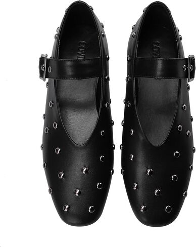 Stylish Mary Jane Studded Flats for Women Comfortable Ballet Buckled Ballerina Shoes for Work, Office, Party, or Daily Shoes in Saudi Arabia