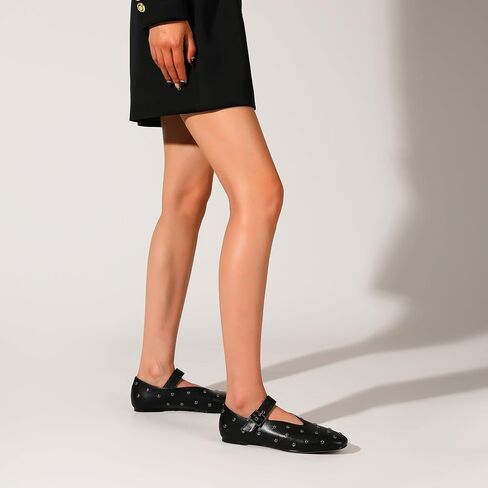 Stylish Mary Jane Studded Flats for Women Comfortable Ballet Buckled Ballerina Shoes for Work, Office, Party, or Daily Shoes in Saudi Arabia