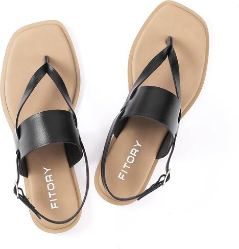 FITORY Womens Flat Adjustable Strap Sandals With Casual Slides and Flip Flops Split Toes Style for Lady Summer Size 6-11 in Saudi Arabia