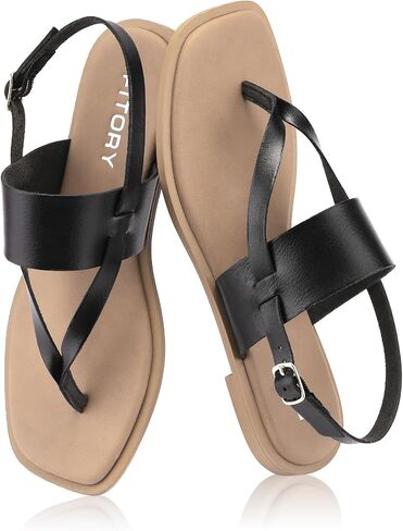 FITORY Womens Flat Adjustable Strap Sandals With Casual Slides and Flip Flops Split Toes Style for Lady Summer Size 6-11 in Saudi Arabia