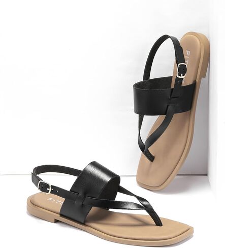 FITORY Womens Flat Adjustable Strap Sandals With Casual Slides and Flip Flops Split Toes Style for Lady Summer Size 6-11 in Saudi Arabia