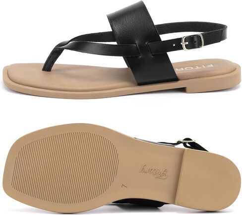 FITORY Womens Flat Adjustable Strap Sandals With Casual Slides and Flip Flops Split Toes Style for Lady Summer Size 6-11 in Saudi Arabia