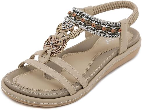 Qiucdzi Flat Sandals for Women Fashion Summer Comfortable Slip-on Casual Beach Shoes Dress Strap Elastic Sandals for lady in Saudi Arabia