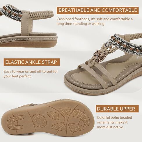 Qiucdzi Flat Sandals for Women Fashion Summer Comfortable Slip-on Casual Beach Shoes Dress Strap Elastic Sandals for lady in Saudi Arabia