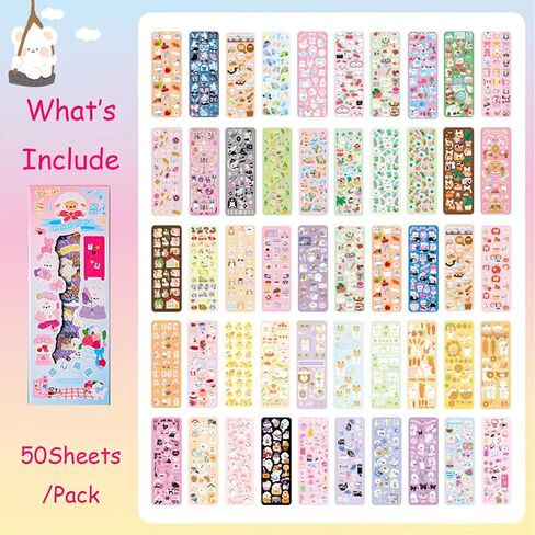 60Sheets Cute Animal Korean Deco Stickers, DIY Colorful Glitter Self Adhesive Stickers, Kpop Potocard Korean Stickers, Cute Deco Stickers for Scrapbook Card DIY Decor Craft Kids (AnimalCarnival) in Saudi Arabia