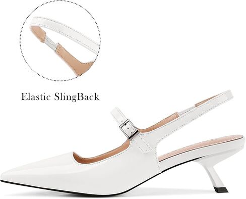 Womens Kitten Heels Closed Toe Pointed Toe Elastic Slingback Heels Women Pumps Wedding Dress Shoes in Saudi Arabia