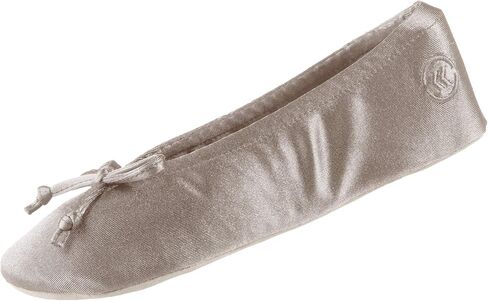 Isotoner Women's Satin Ballerina Slippers with Classic Ribbon Bow and Suede Sole in Saudi Arabia