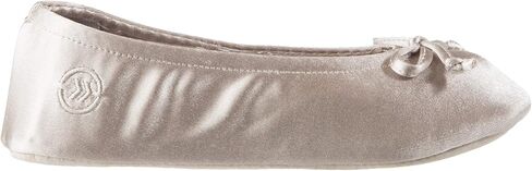 Isotoner Women's Satin Ballerina Slippers with Classic Ribbon Bow and Suede Sole in Saudi Arabia