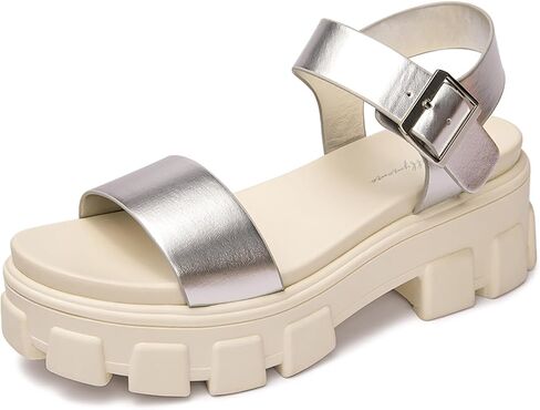 Luffymomo Women's Platform Wedge Sandals Lug Sole Sandals Adjustable Ankle Strap Chunky Heels in Saudi Arabia