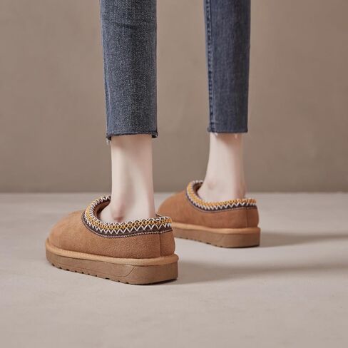 Women's Slipper Platform Mini Boots Indoor Slippers Slip on Fur Fleece Lined Suede Comfy Fur Fleece Lined Short Ankle Boots in Saudi Arabia