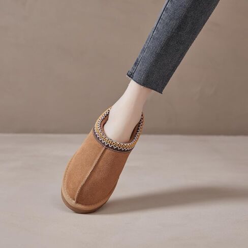 Women's Slipper Platform Mini Boots Indoor Slippers Slip on Fur Fleece Lined Suede Comfy Fur Fleece Lined Short Ankle Boots in Saudi Arabia