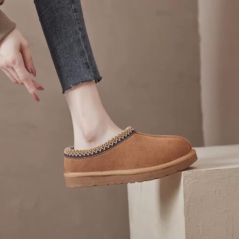 Women's Slipper Platform Mini Boots Indoor Slippers Slip on Fur Fleece Lined Suede Comfy Fur Fleece Lined Short Ankle Boots in Saudi Arabia