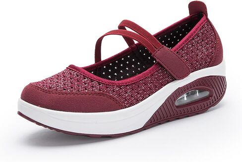 Women'S Mesh Hook and Loop Wedge Heel Platform Yaoyao Shoes Adjustable Lightweight Breathable Orthopedic Air Cushion Wedge Sneakers for Diabetes Arthritis Non Slip Nurse Shoes in Saudi Arabia