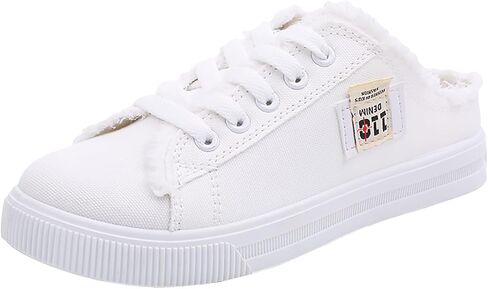 Women Canvas Mules Slip on Sneaker Fashion Comfortable Solid Canvas Slippers Casual Shoes for Women in Saudi Arabia