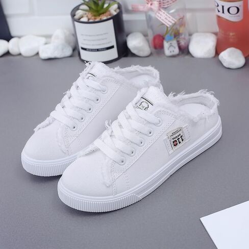Women Canvas Mules Slip on Sneaker Fashion Comfortable Solid Canvas Slippers Casual Shoes for Women in Saudi Arabia
