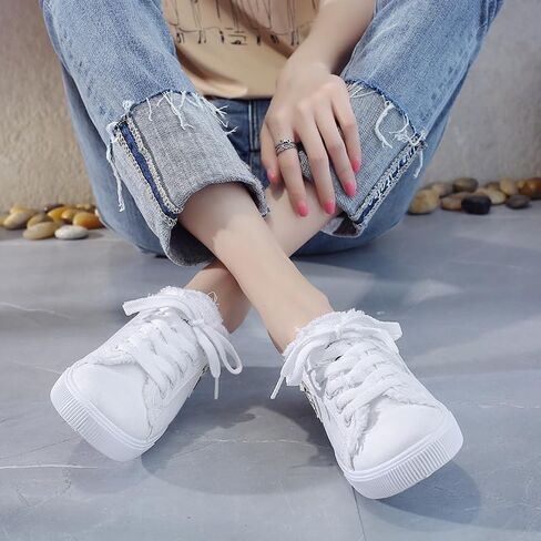 Women Canvas Mules Slip on Sneaker Fashion Comfortable Solid Canvas Slippers Casual Shoes for Women in Saudi Arabia