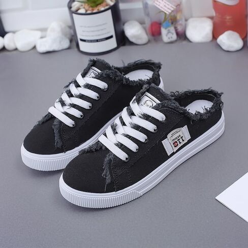 Women Canvas Mules Slip on Sneaker Fashion Comfortable Solid Canvas Slippers Casual Shoes for Women in Saudi Arabia