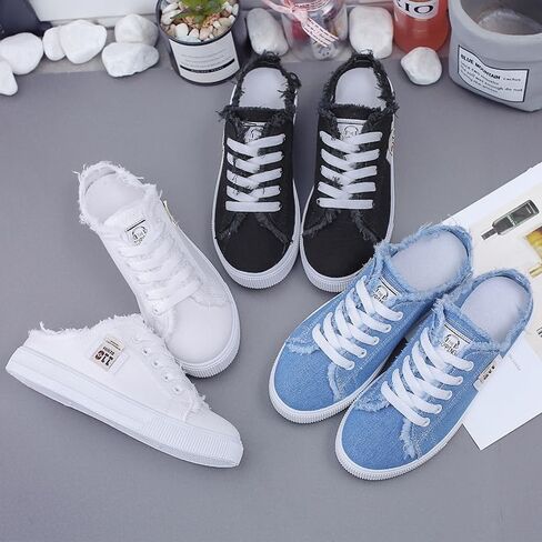 Women Canvas Mules Slip on Sneaker Fashion Comfortable Solid Canvas Slippers Casual Shoes for Women in Saudi Arabia