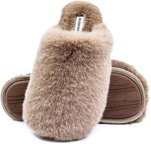 Densely Long-haired Lady’s Comfy Fuzzy Memory Foam Scuff Women’s Warm Plush Closed-Toe Comfortable Slippers in Saudi Arabia