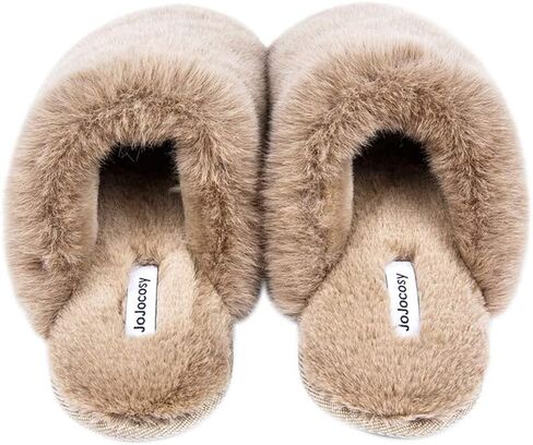 Densely Long-haired Lady’s Comfy Fuzzy Memory Foam Scuff Women’s Warm Plush Closed-Toe Comfortable Slippers in Saudi Arabia