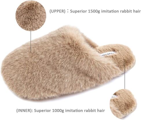 Densely Long-haired Lady’s Comfy Fuzzy Memory Foam Scuff Women’s Warm Plush Closed-Toe Comfortable Slippers in Saudi Arabia