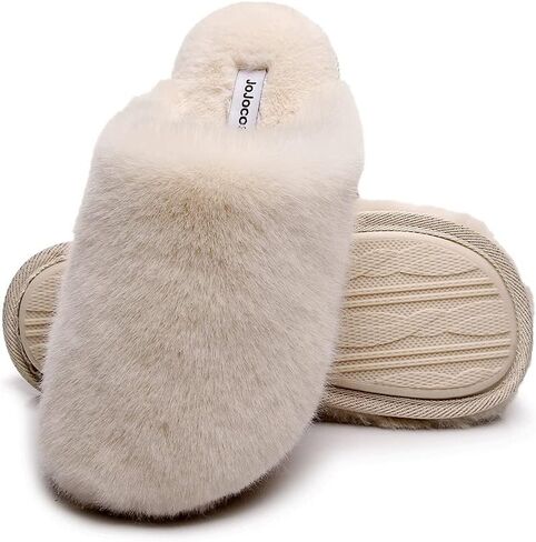 Densely Long-haired Lady’s Comfy Fuzzy Memory Foam Scuff Women’s Warm Plush Closed-Toe Comfortable Slippers in Saudi Arabia