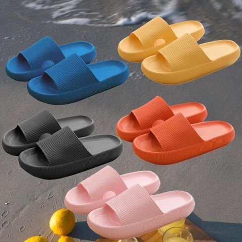 THOBY Cloud Slippers for Women and Men,Support and Cushioned Thick Sole Pillow Slippers Ultra Soft EVA Anti-slip shock absorption Flat Shower Sandals in Saudi Arabia