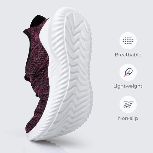 Flysocks Slip On Sneakers for Women-Fashion Sneakers Walking Shoes Non Slip Lightweight Breathable Mesh Running Shoes Comfortable Black Pink Mix 9.5 in Saudi Arabia